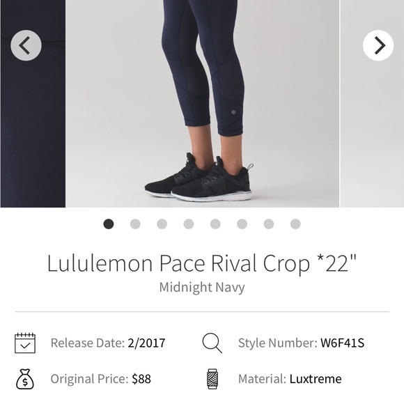 Lululemon Pace Rival Capris- navy size 6 - Picture 3 of 3